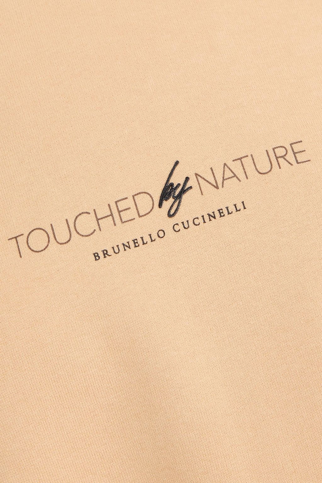 BRUNELLO CUCINELLI سويت شيرت من قطن تيري فرنسي مطاطي مزيّن بالخرز وبطبعات