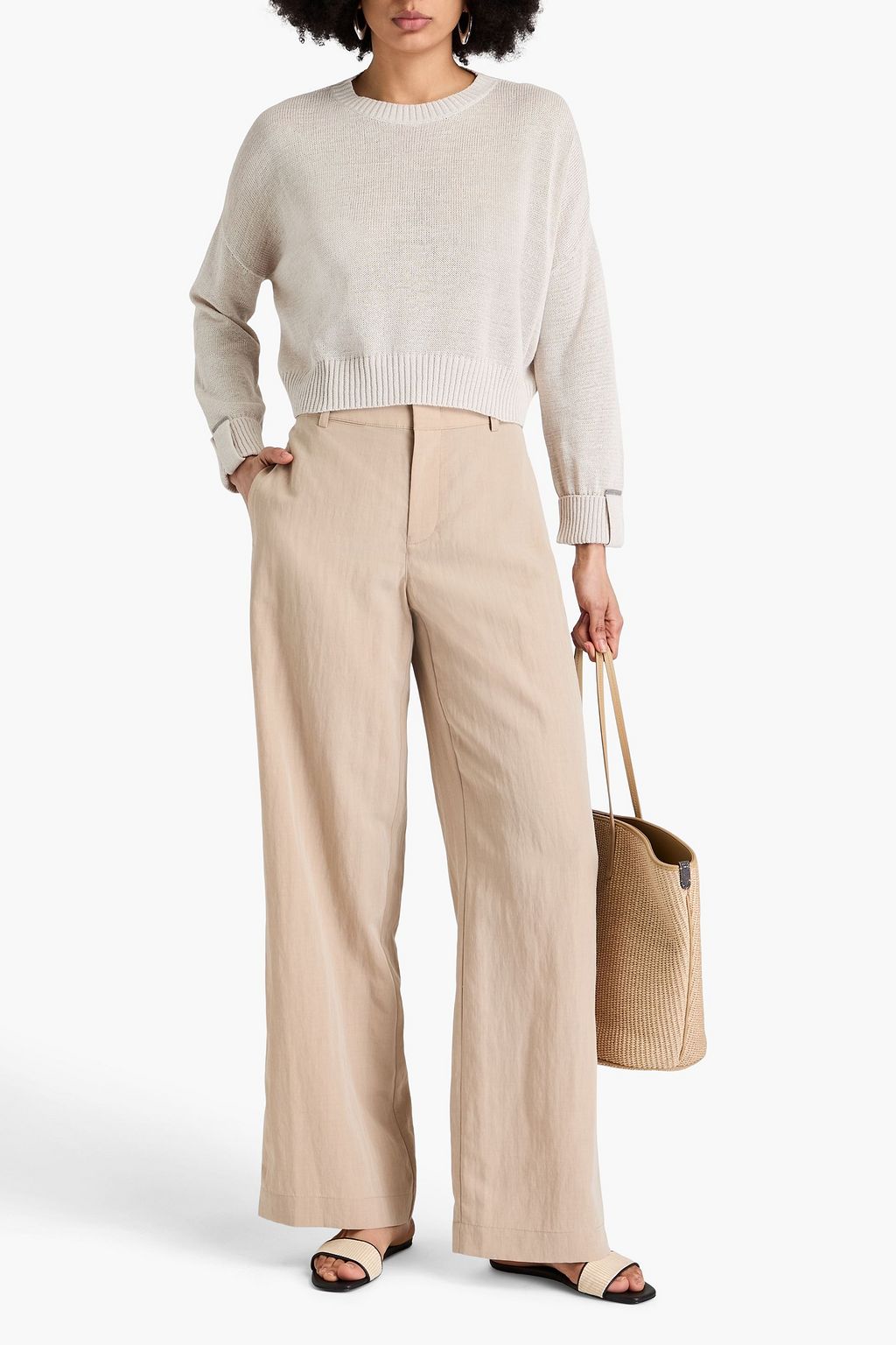 BRUNELLO CUCINELLI 비즈 장식 코튼 스웨터