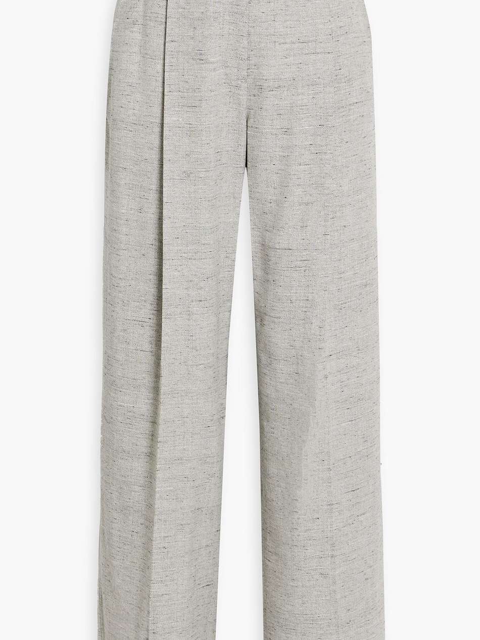 pleated tweed wide-leg pants