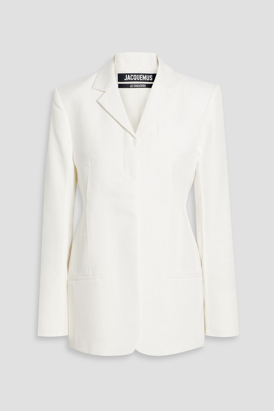 Jacquemus Caraco Belted Woven Blazer In White
