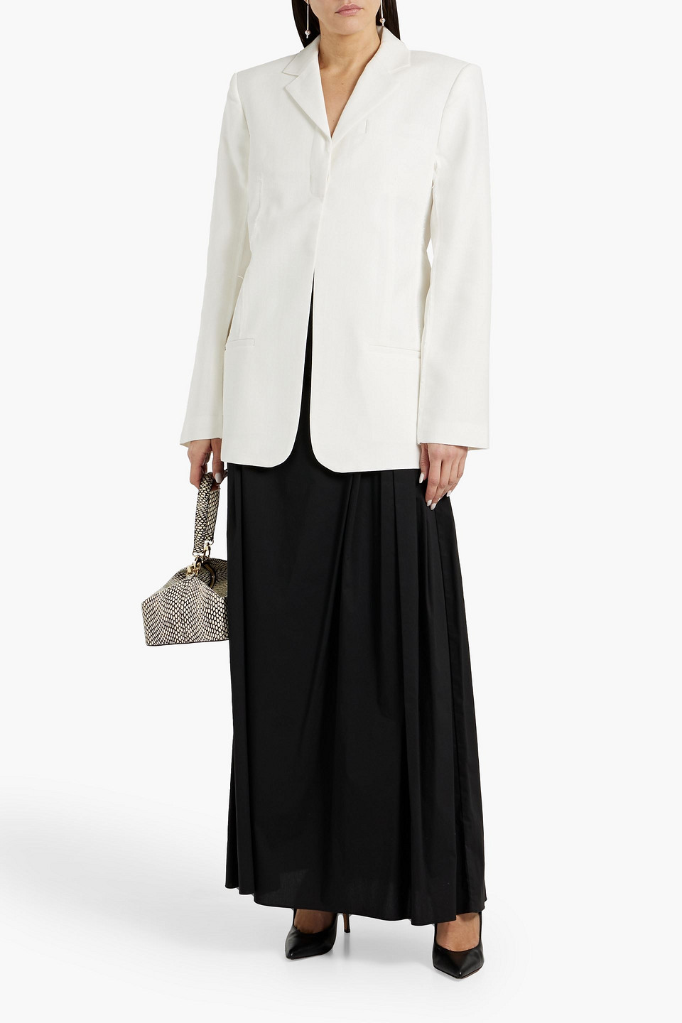 Jacquemus Caraco Belted Woven Blazer In White