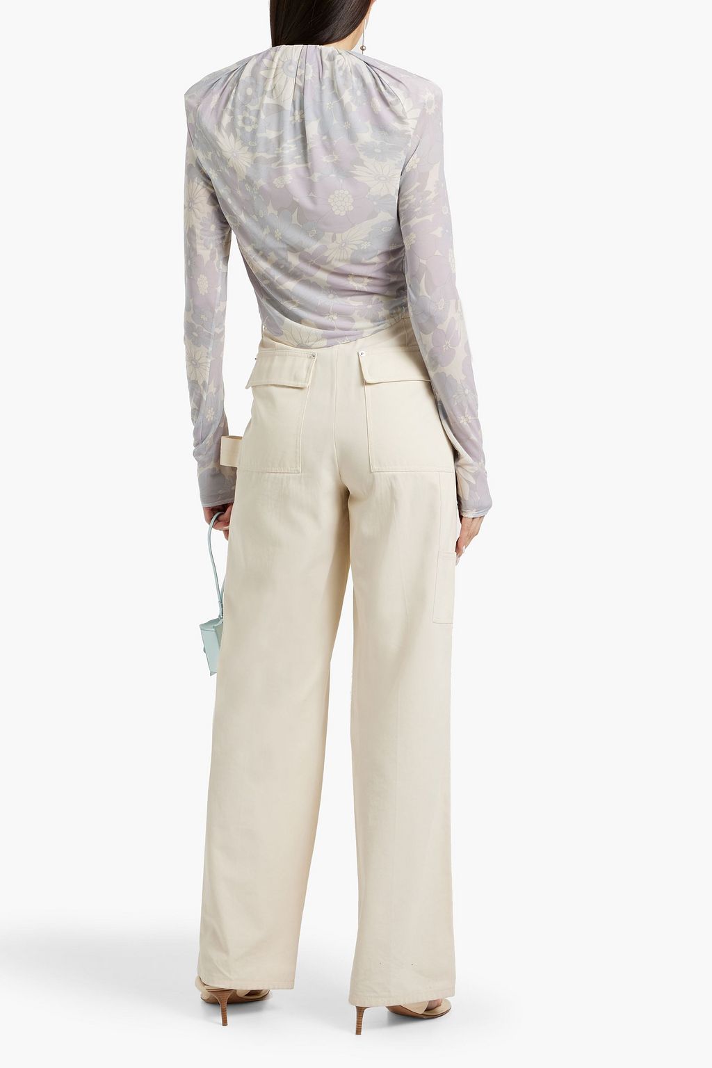 JACQUEMUS キュプラ混 クロップドトップス フローラルプリント