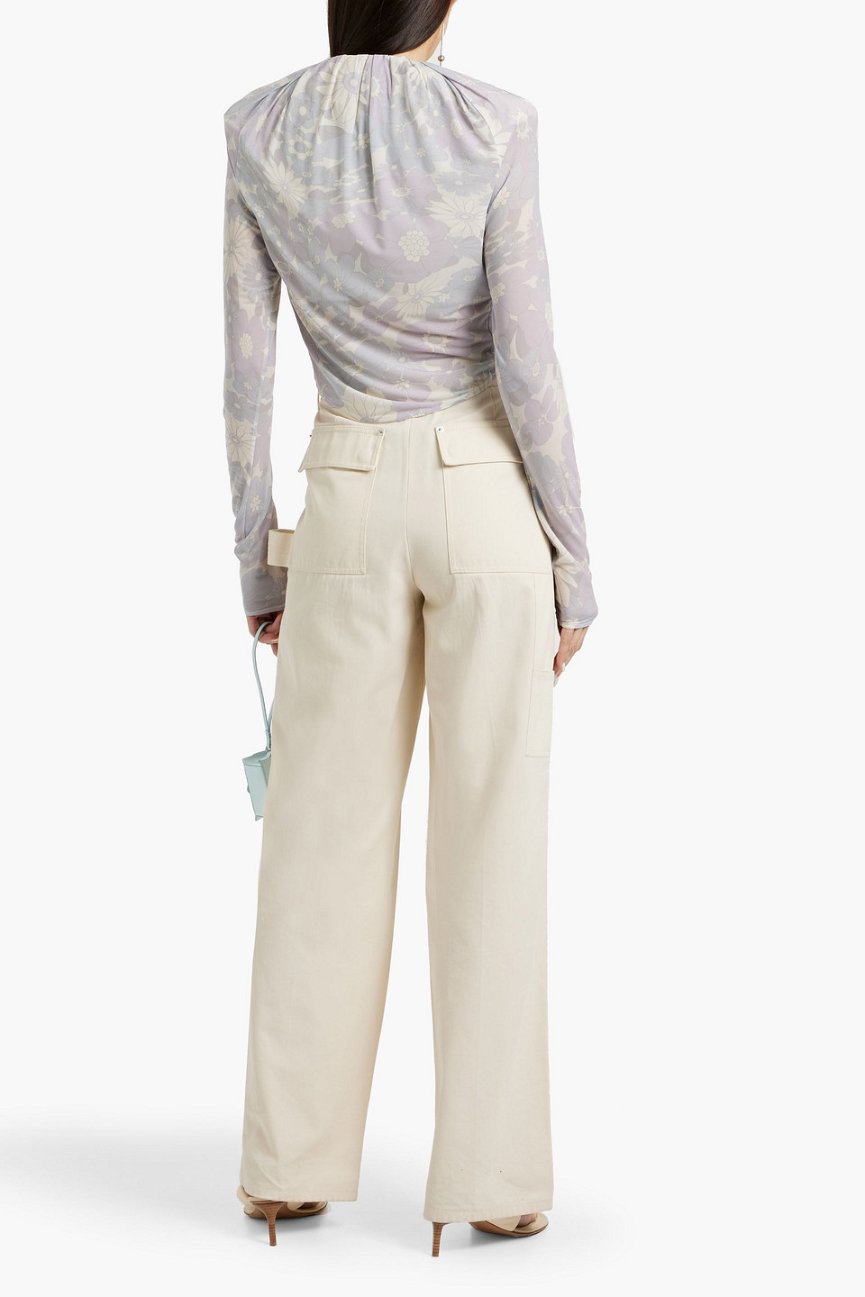 Shop Jacquemus Goccia Cropped Floral-print Cupro-blend Top In Lavender