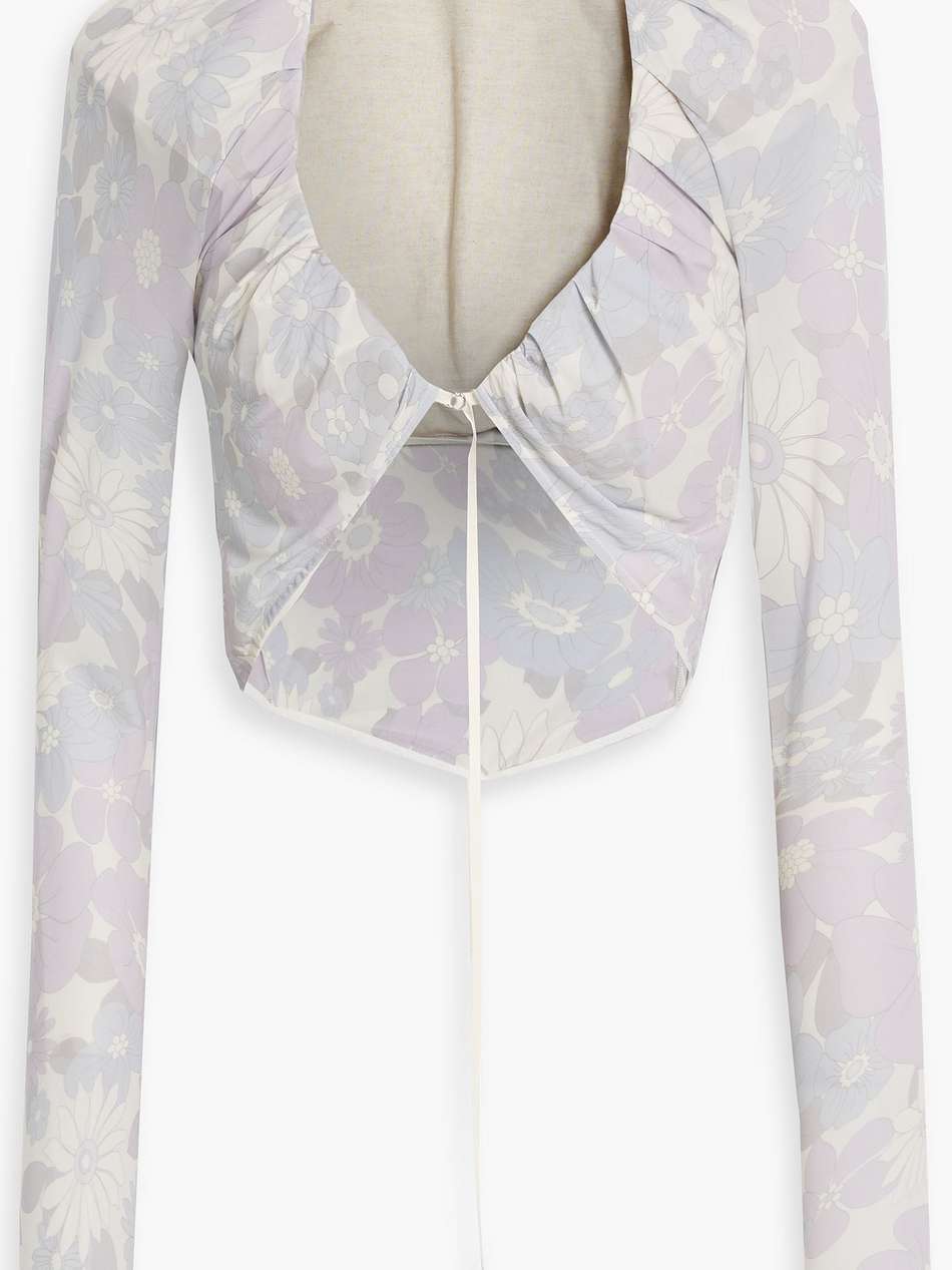 goccia cropped floral-print cupro-blend top