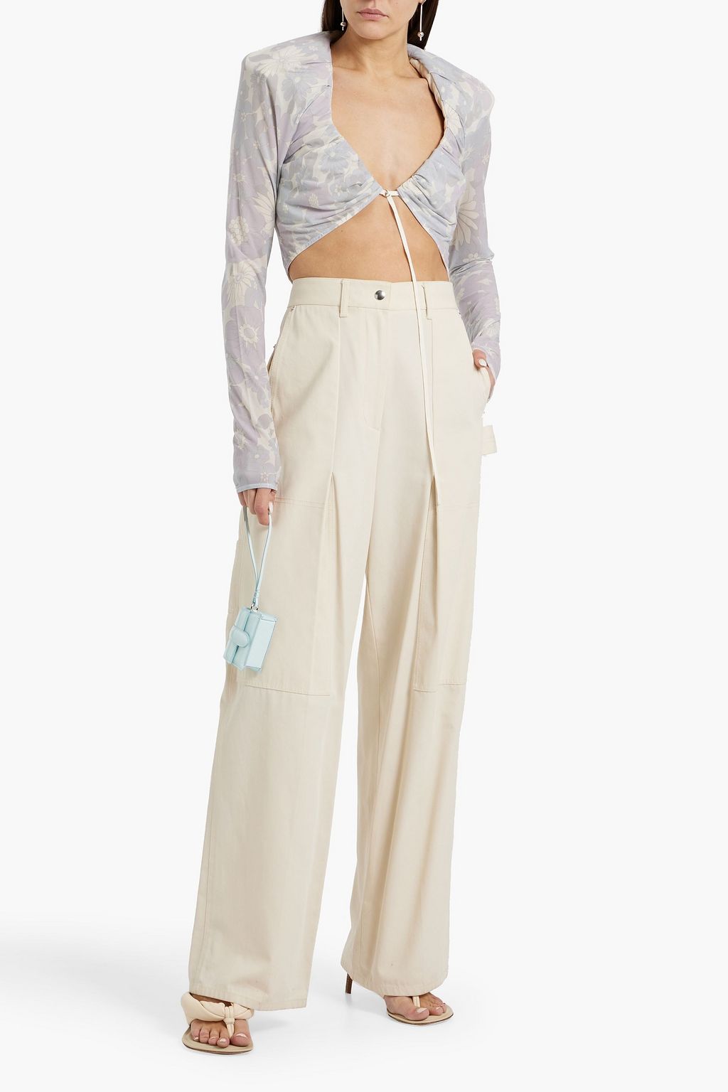JACQUEMUS キュプラ混 クロップドトップス フローラルプリント