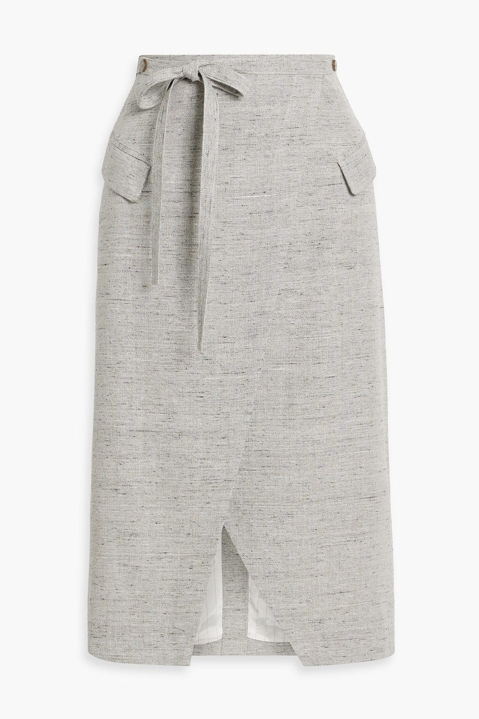 3.1 Phillip Lim Wrap-effect Tweed Midi Skirt In Light Gray