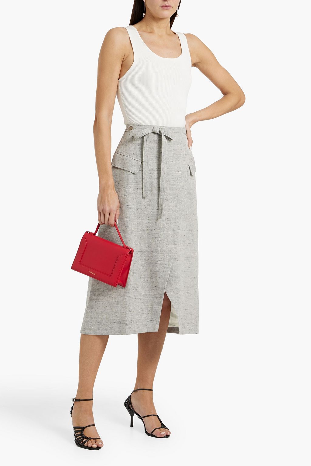 3.1 PHILLIP LIM Wrap-effect tweed midi skirt