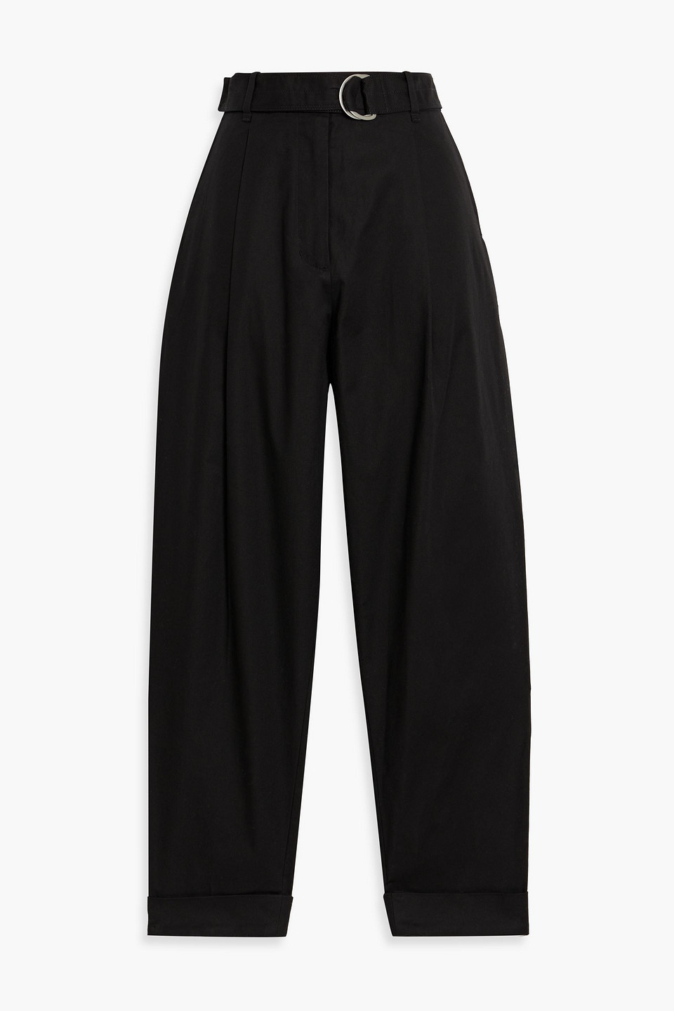 3.1 Phillip Lim Belted Pleated Cotton-blend Tapered Pants In Black