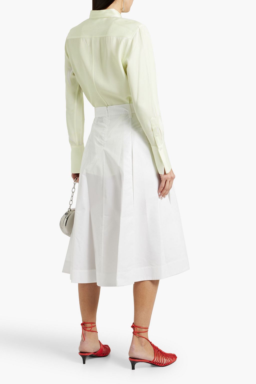 3.1 PHILLIP LIM Belted pleated cotton-blend midi skirt