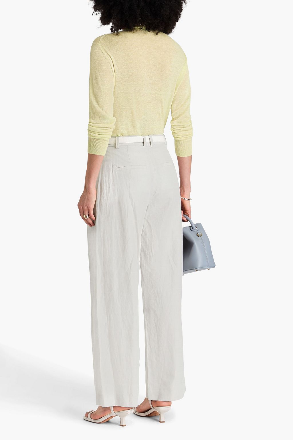 VINCE. Pleated slub woven wide-leg pants