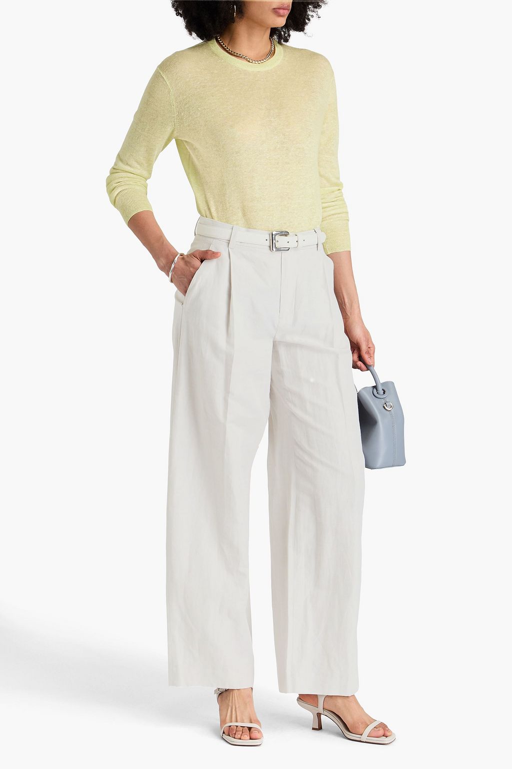 VINCE. Pleated slub woven wide-leg pants