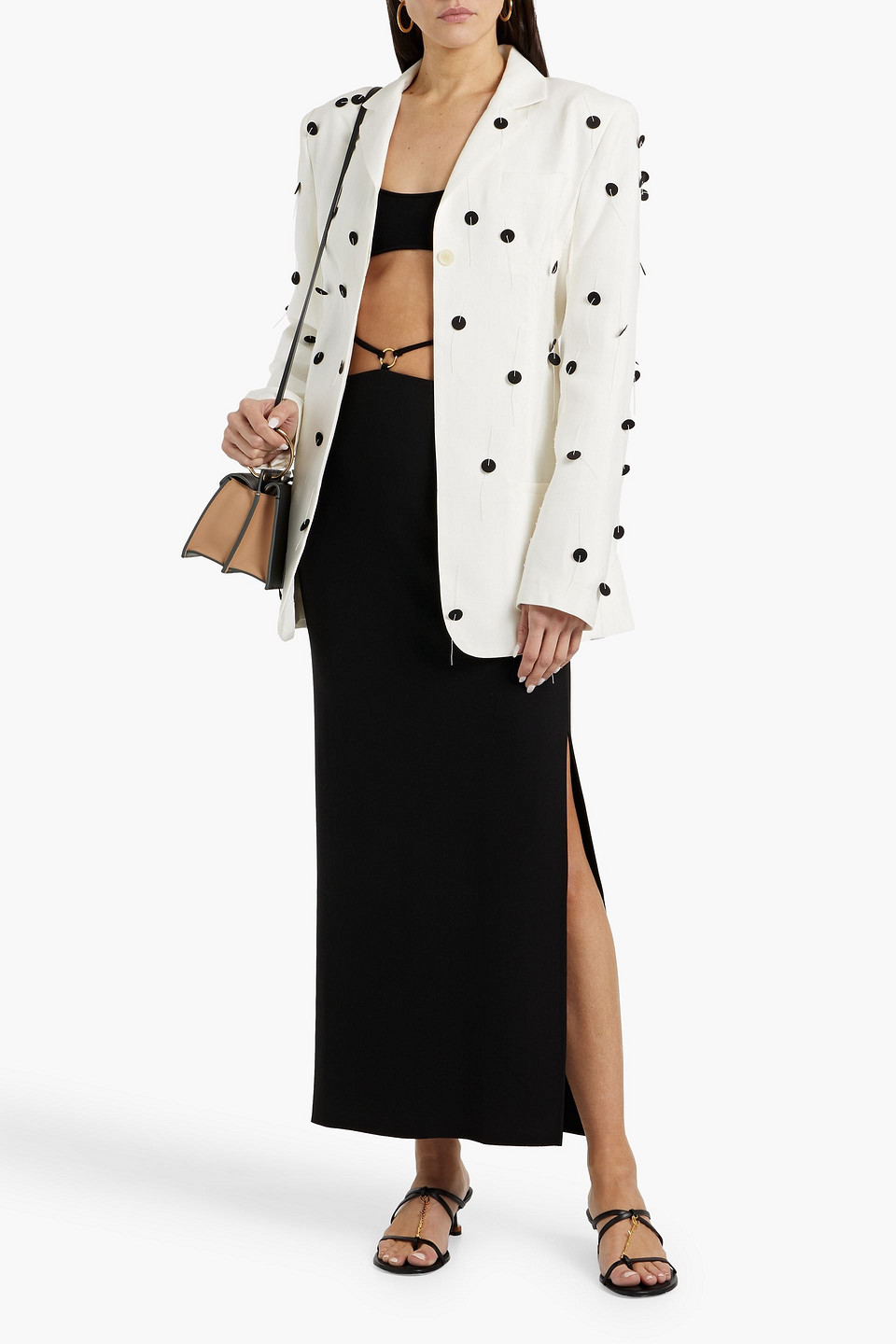 Jacquemus Waist Belted Polka Dot Jacket In White