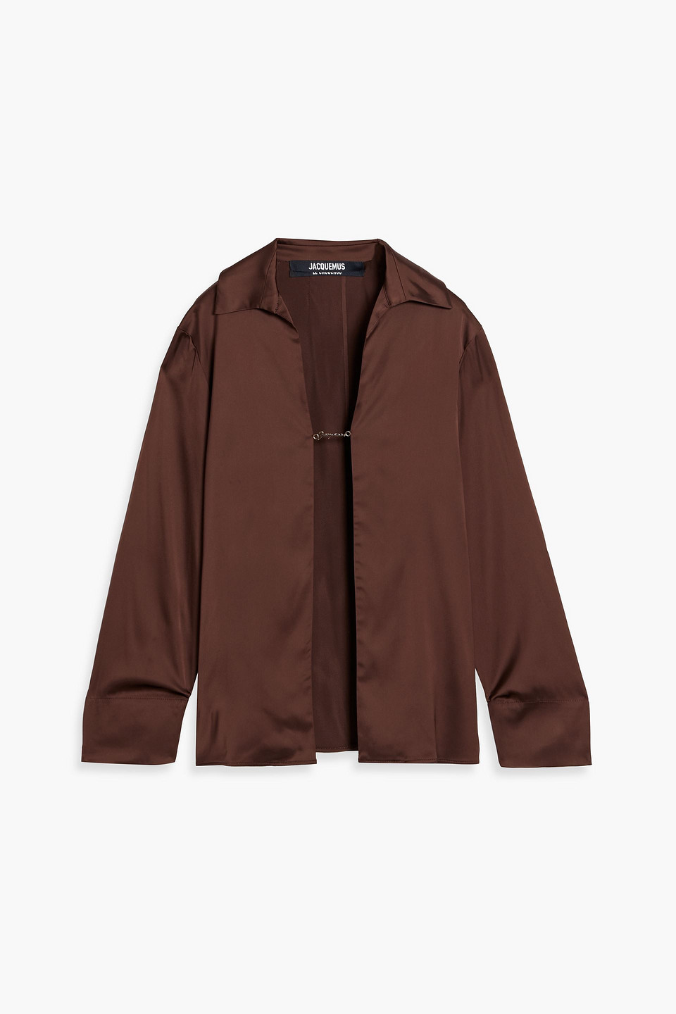 Jacquemus Embellished Satin Top In Chocolate