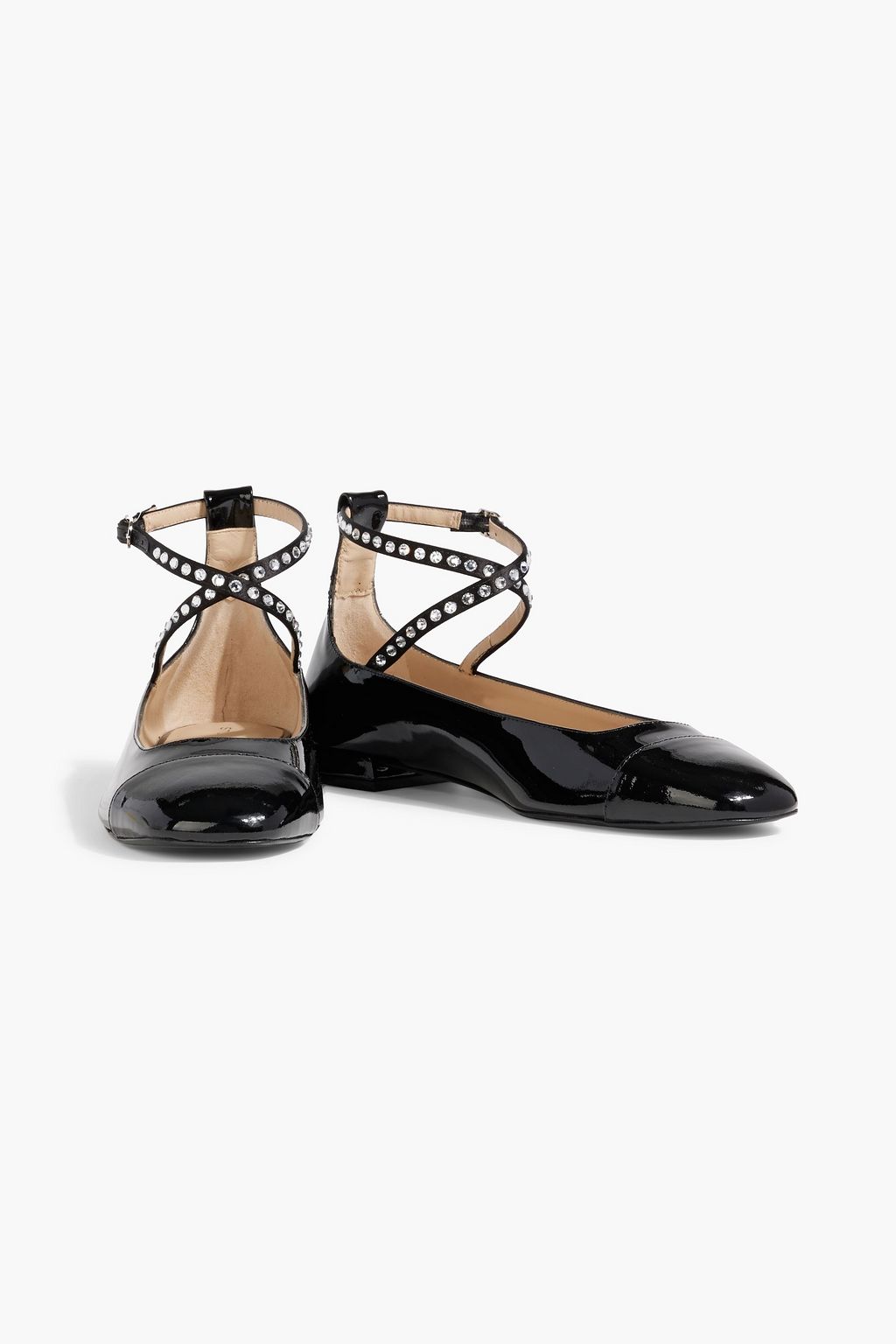 STUART WEITZMAN Eden パテントレザー メリージェーン フラットシューズ クリスタル付き