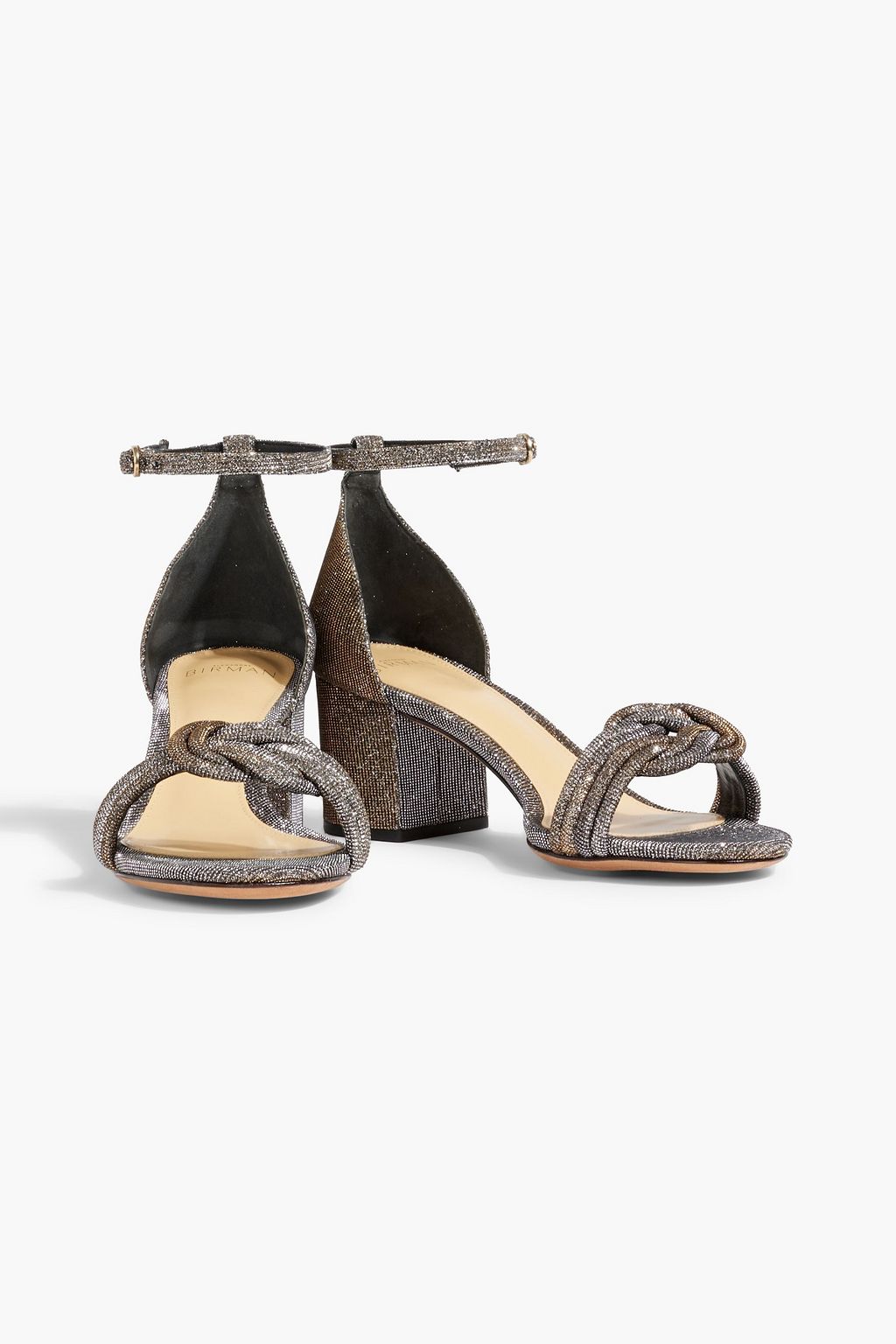 ALEXANDRE BIRMAN Vicky 60 織地 サンダル ノット付き メタリック