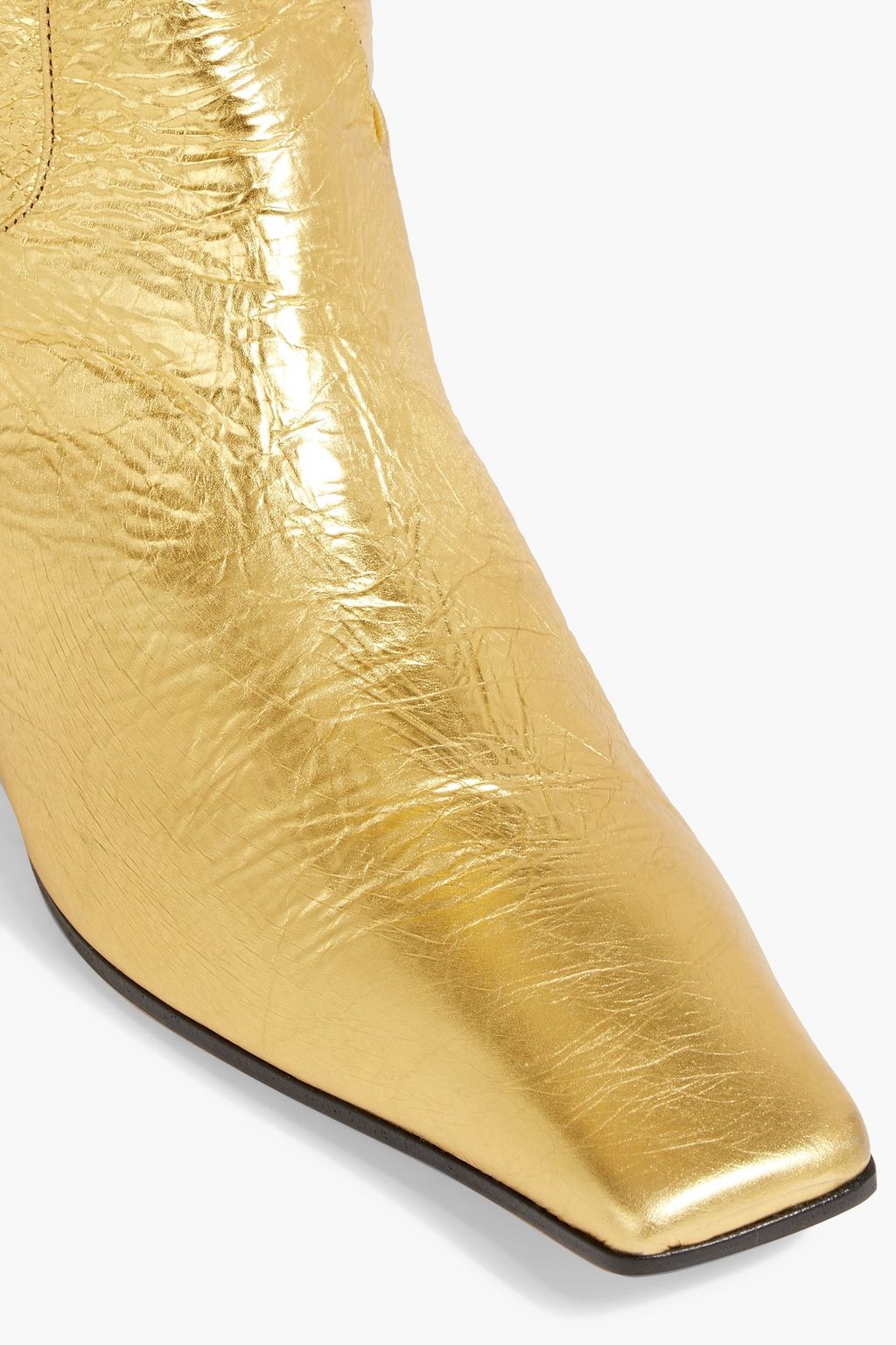 KHAITE Marfa metallic textured-leather knee boots
