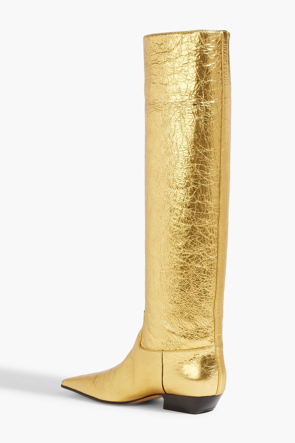 KHAITE Marfa metallic textured-leather knee boots