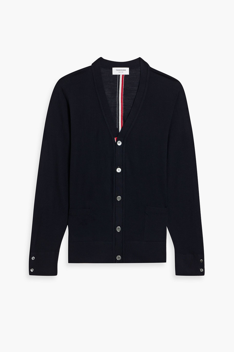 Thom Browne Striped Merino Wool Cardigan In Blue