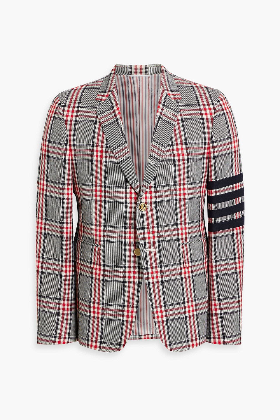 Thom Browne Checked Wool-tweed Blazer In Multi