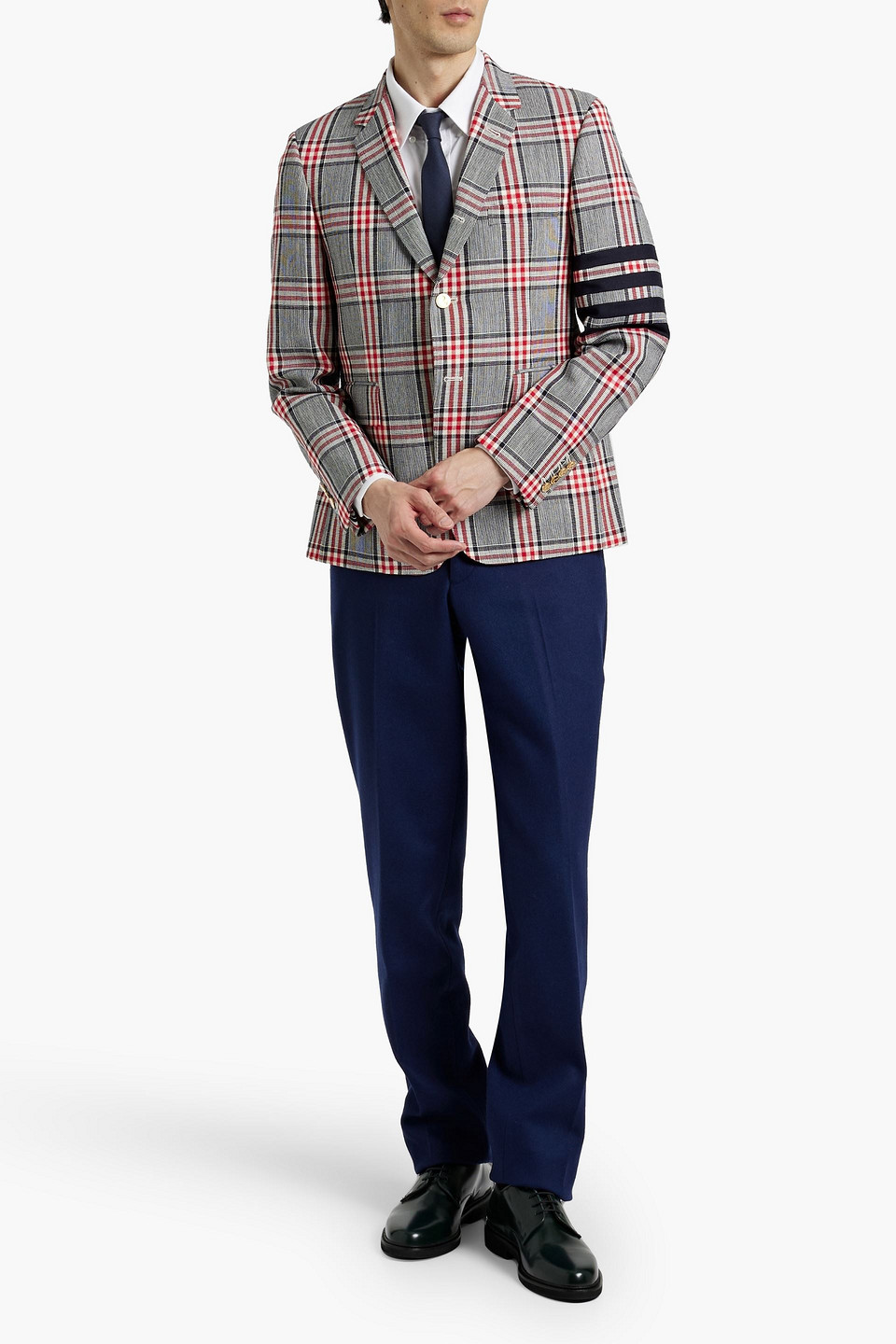 Thom Browne Checked Wool-tweed Blazer In Multi