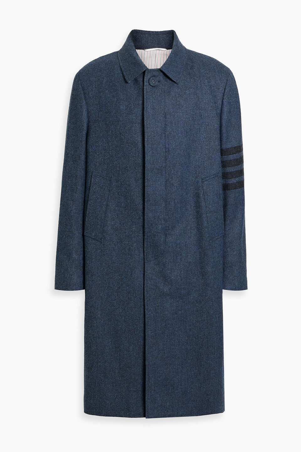 Thom Browne Striped Wool-tweed Coat In Blue