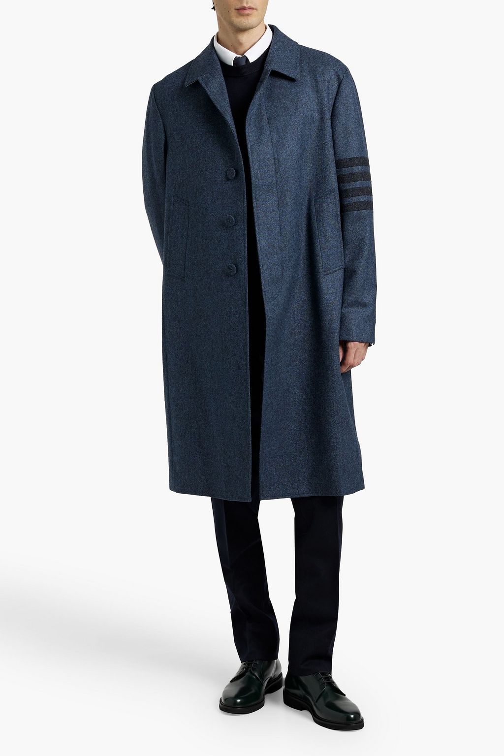THOM BROWNE Striped wool-tweed coat