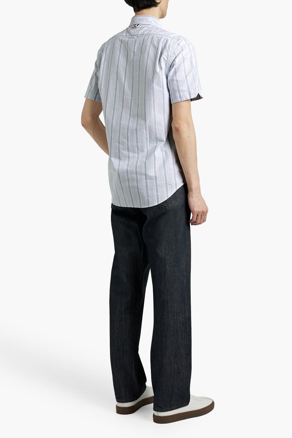 THOM BROWNE Striped cotton-jacquard shirt