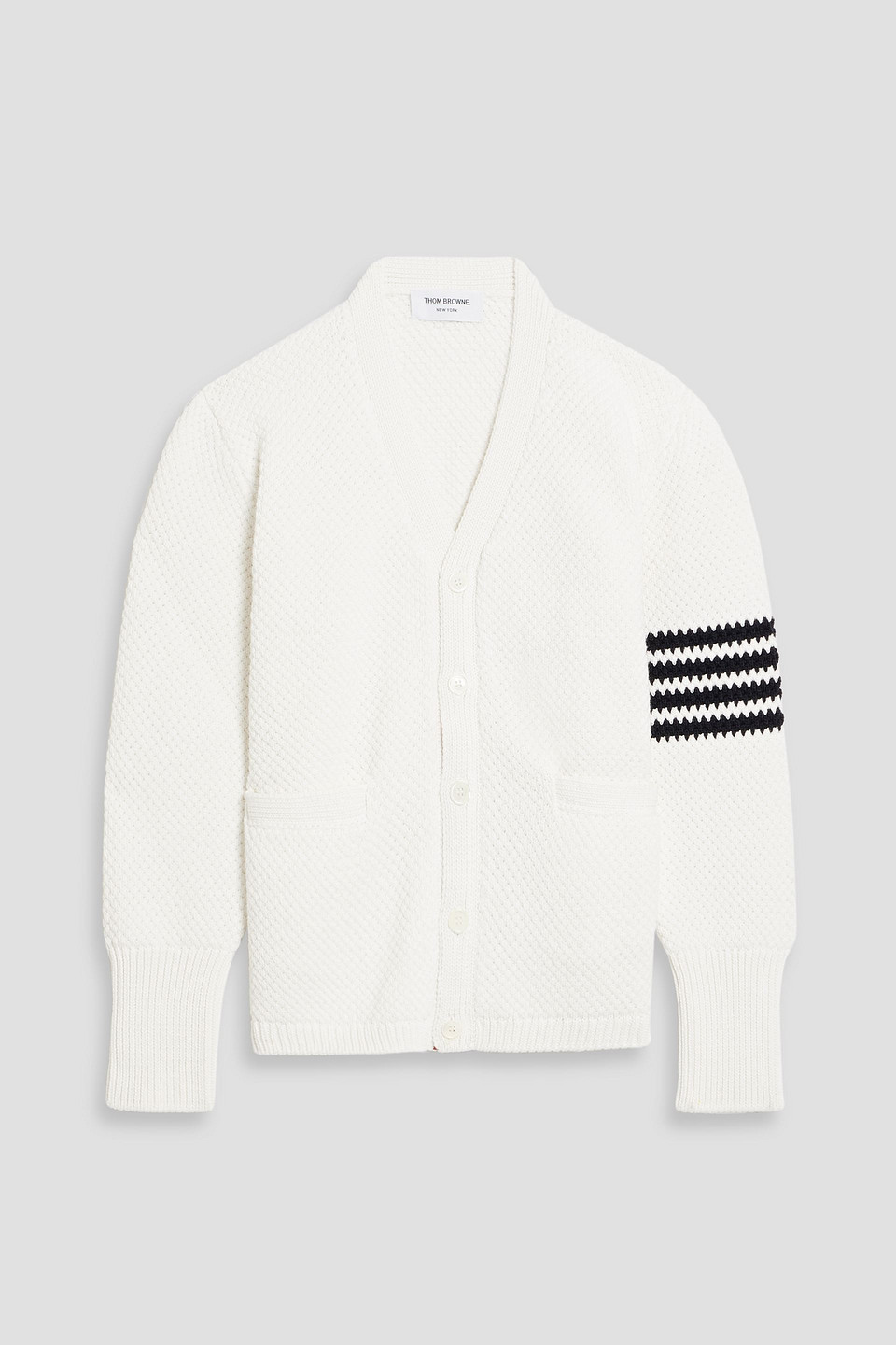 Thom Browne Striped Cotton Cardigan In White
