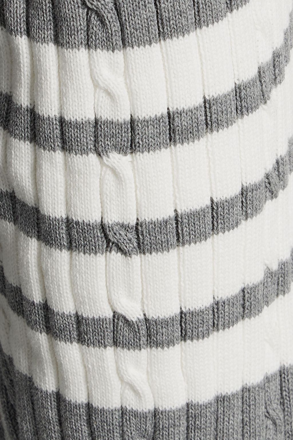 THOM BROWNE Striped ribbed and cable-knit cotton sweater