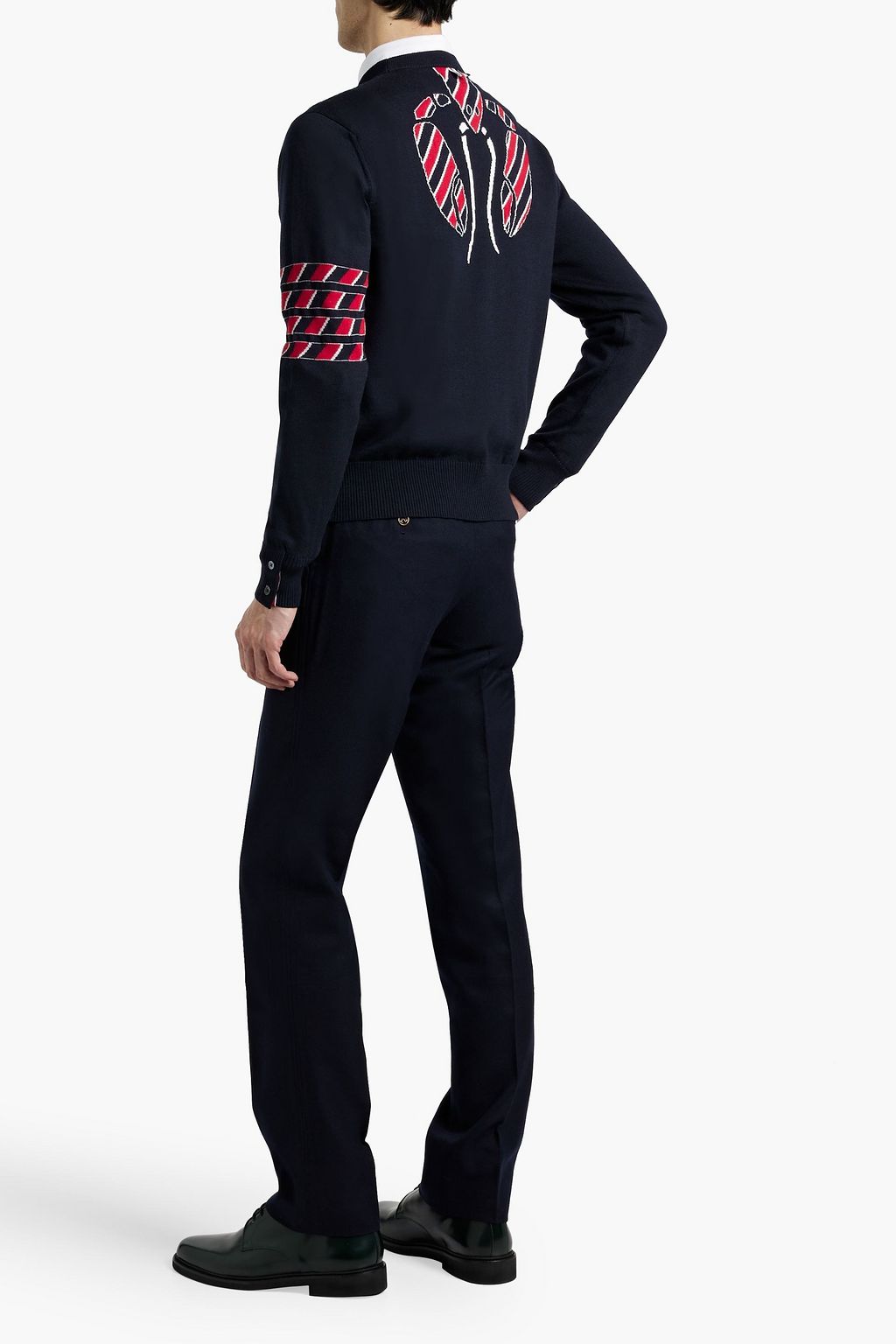THOM BROWNE Striped intarsia wool sweater