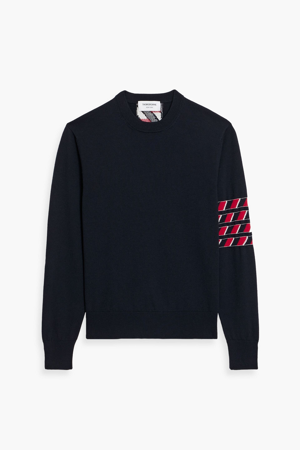 Thom Browne Striped Intarsia Wool Sweater In Blue
