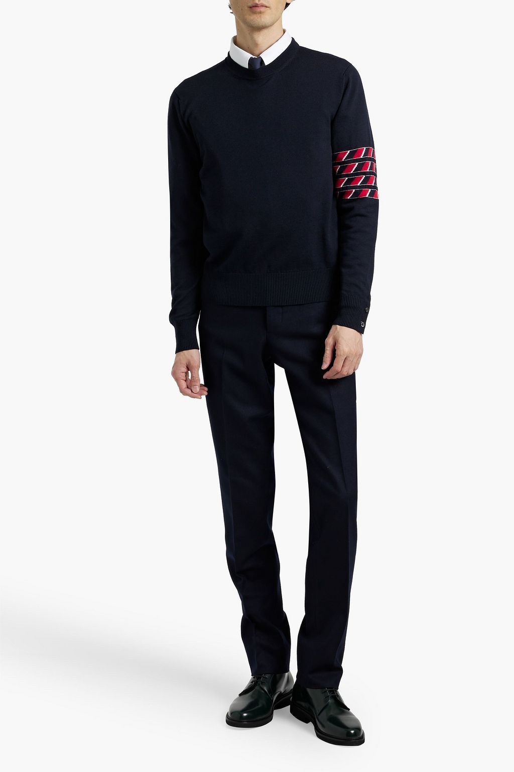 THOM BROWNE Striped intarsia wool sweater