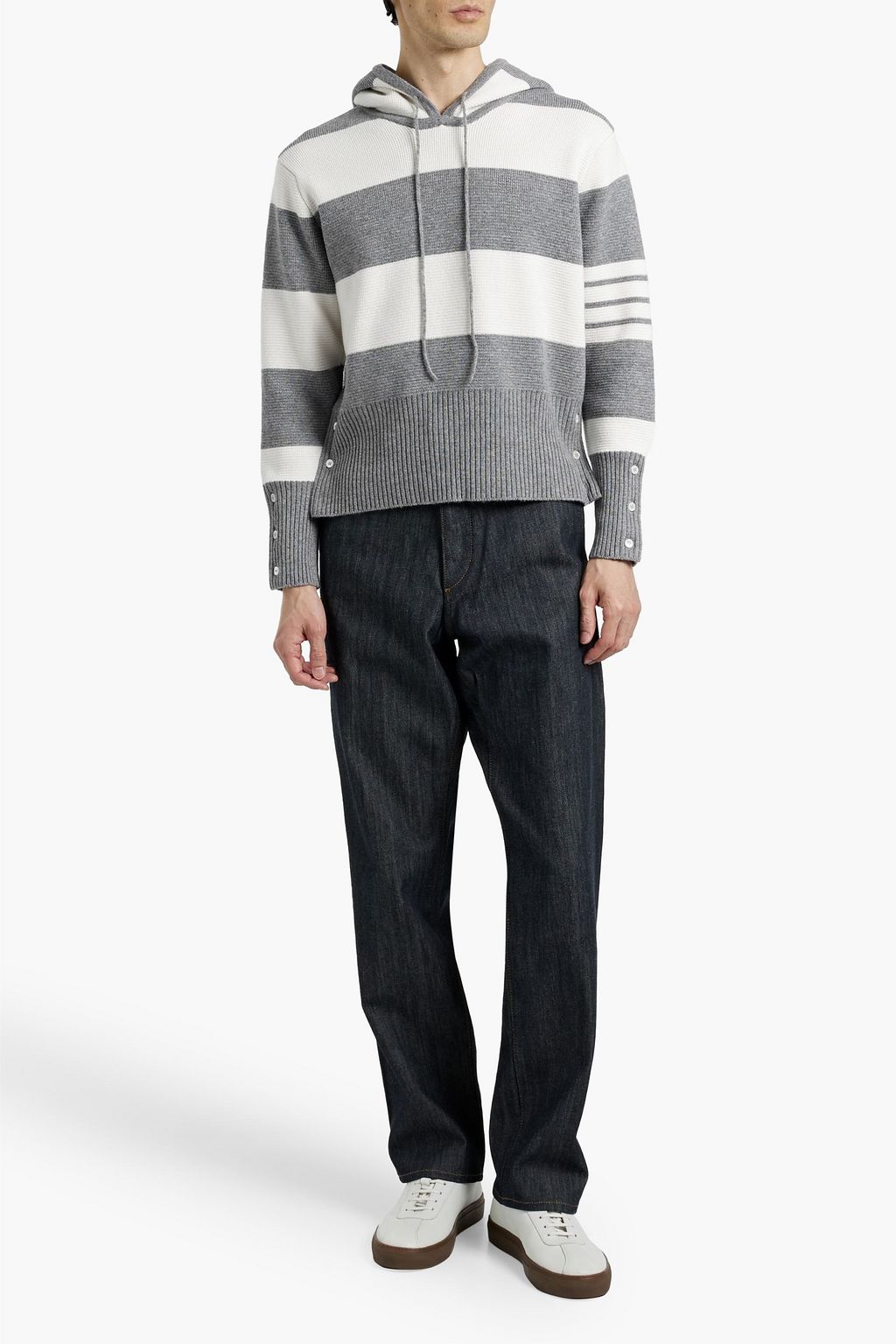 THOM BROWNE Striped cashmere hoodie