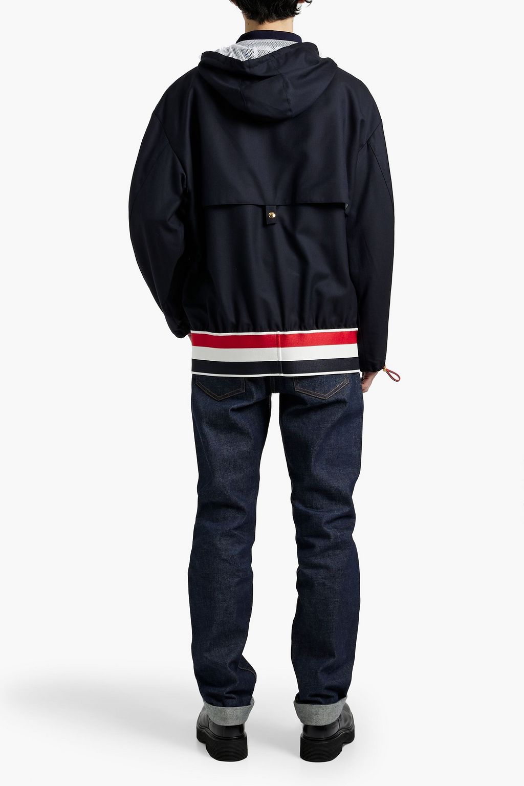 THOM BROWNE Striped wool-jersey hoodie