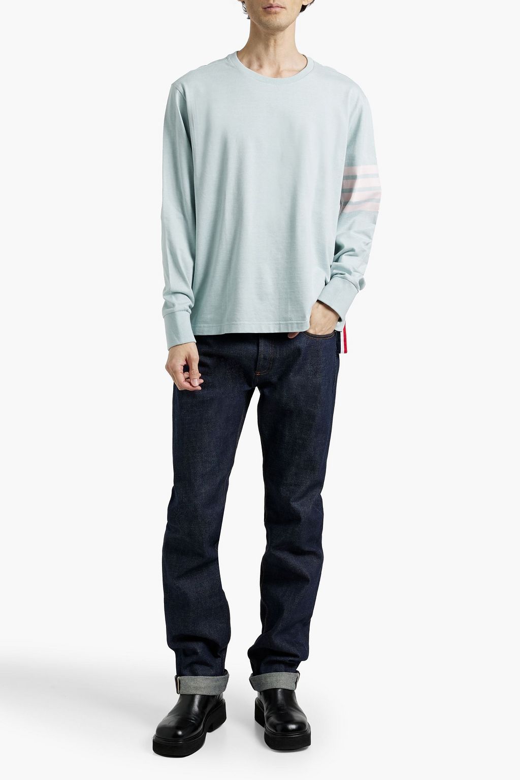 THOM BROWNE Striped cotton-jersey T-shirt