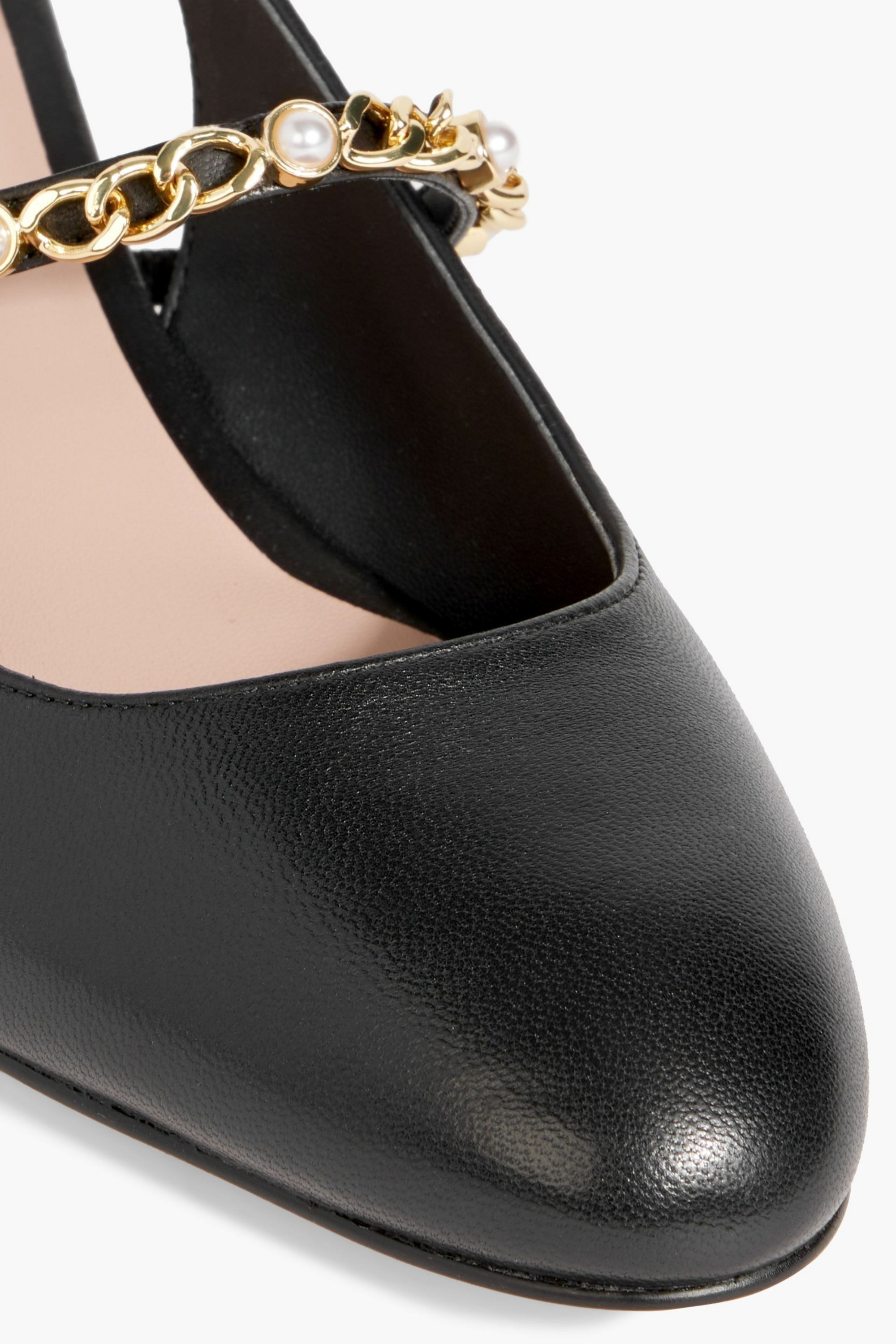 Stuart Weitzman Pearl Chain 45 leather slingback pumps thumbnail