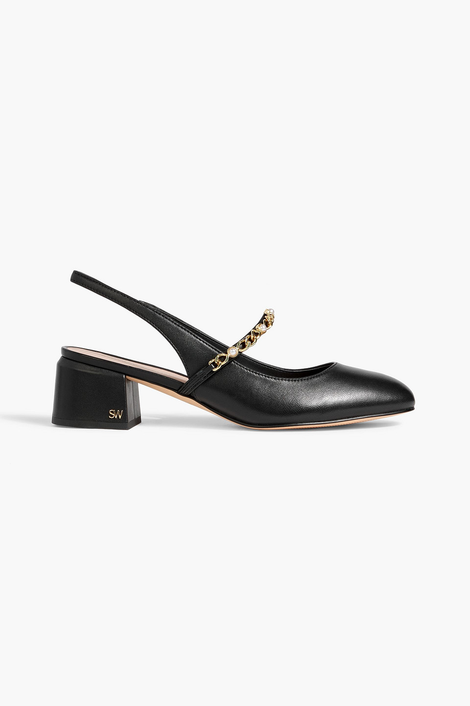 Pearl Chain 45 leather slingback pumps