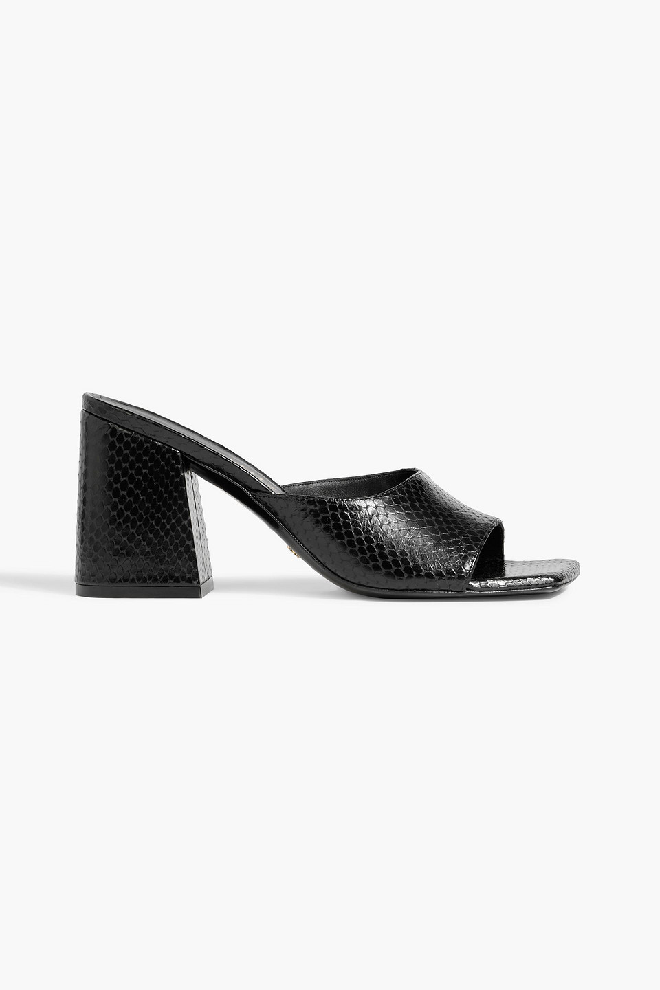 Stuart Weitzman Tia 85 Lizard-effect Leather Sandals In Black