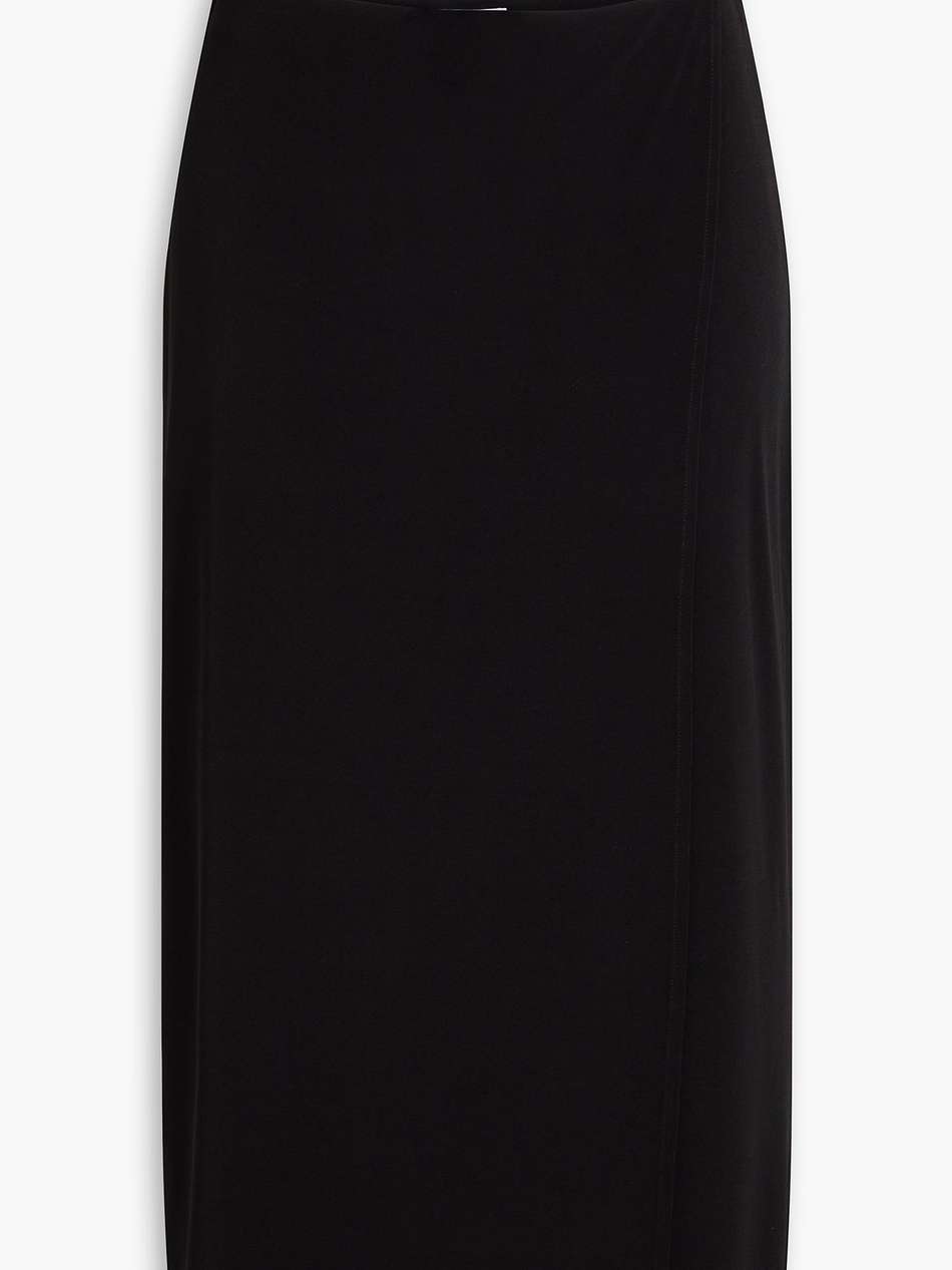 wrap-effect stretch-jersey midi skirt