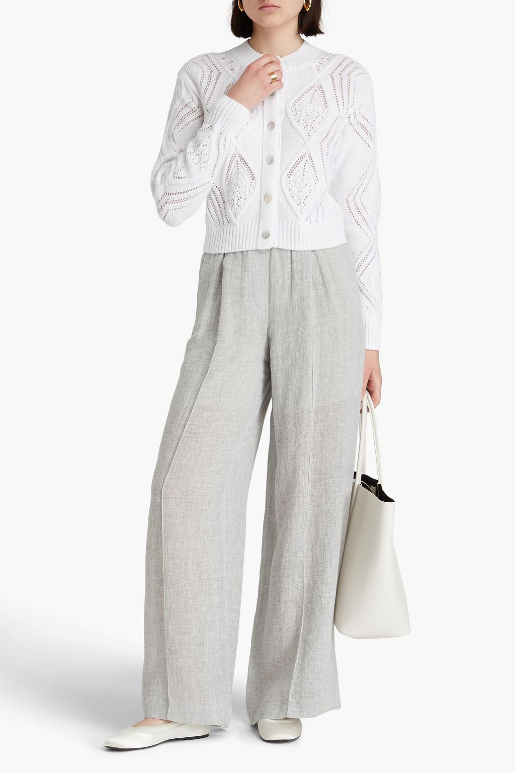 VINCE. Cardigan aus Baumwolle mit Zopfstrickmuster