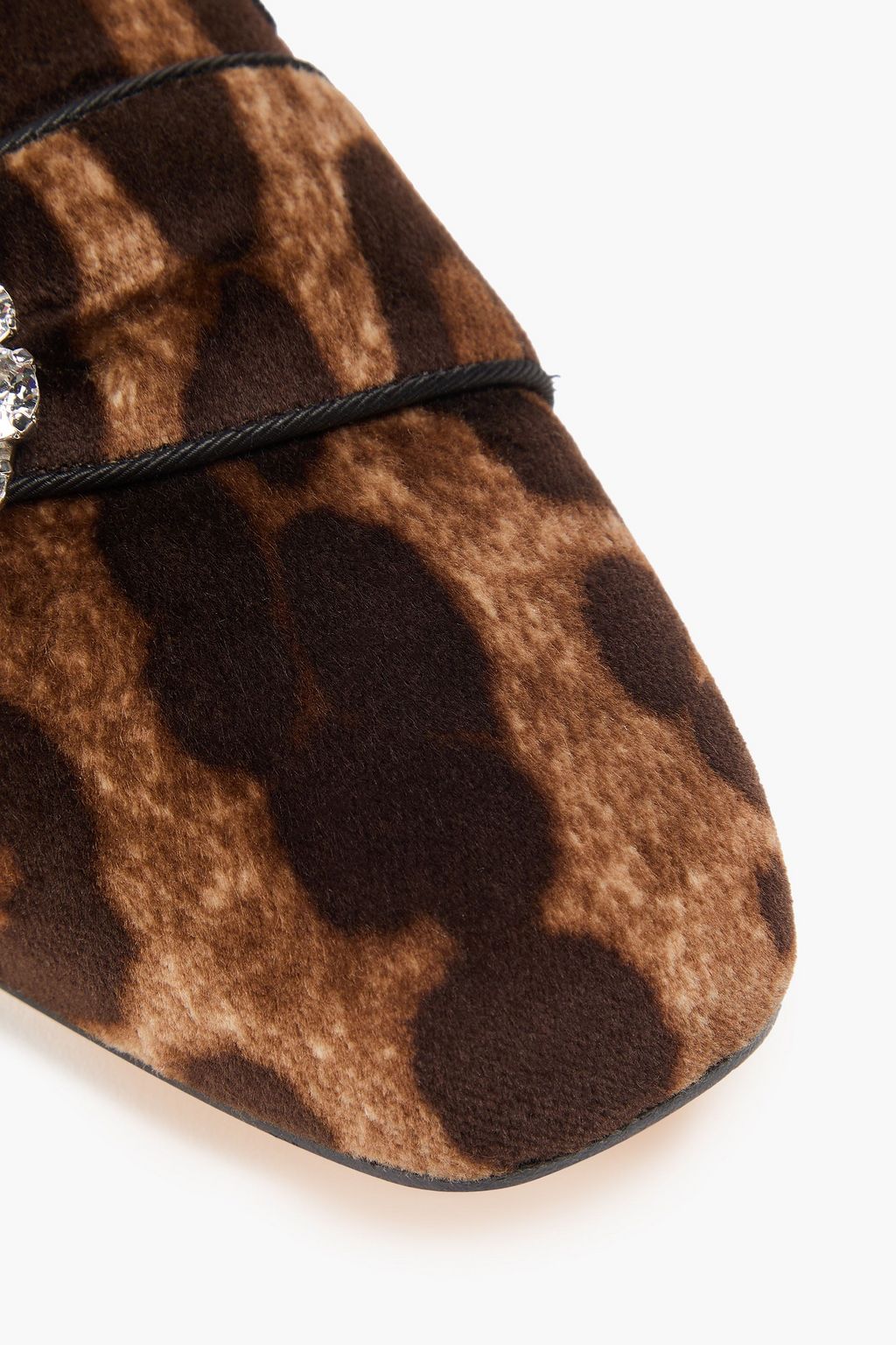 DOLCE&GABBANA Leopard-print embellished woven loafers