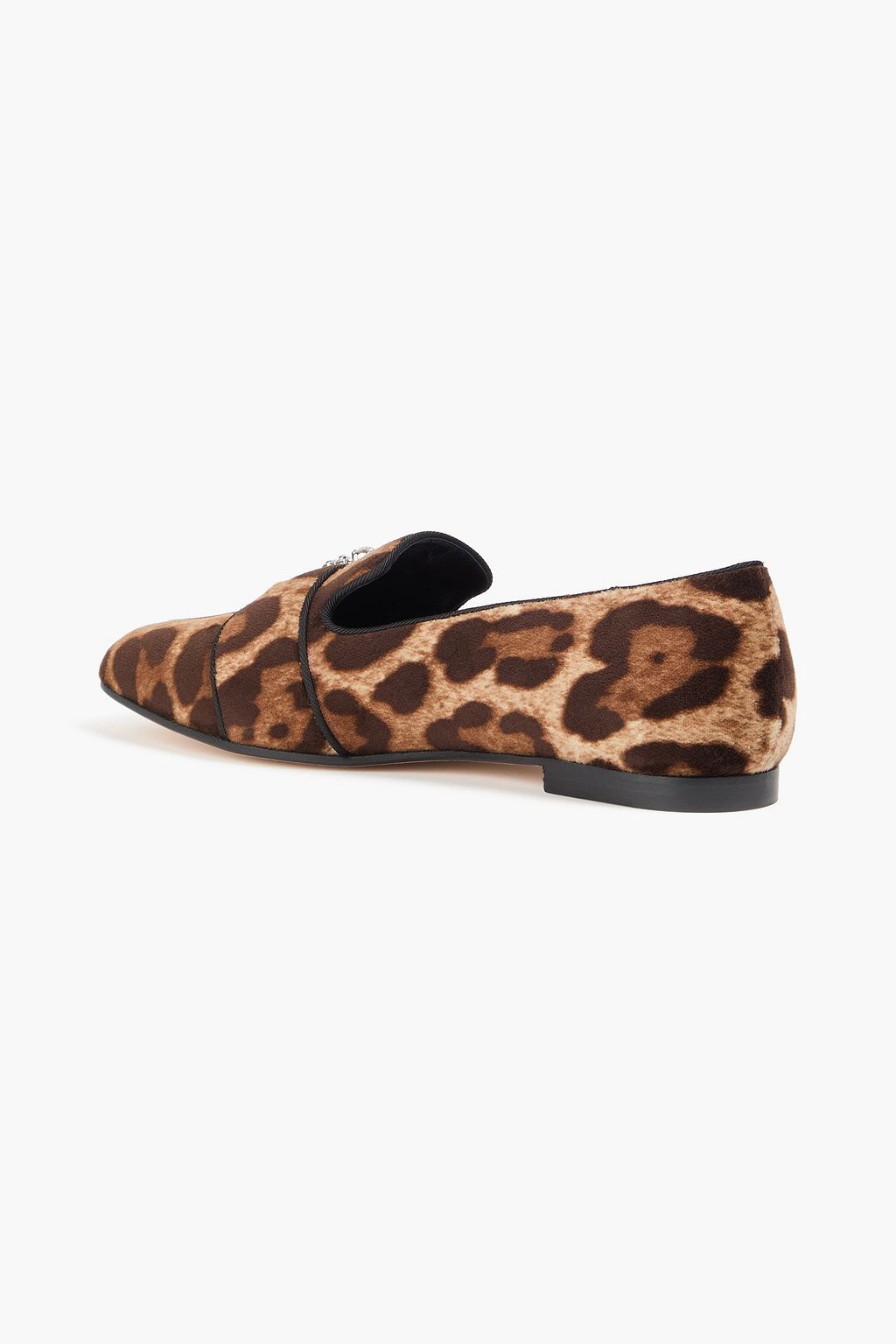 DOLCE&GABBANA Leopard-print embellished woven loafers