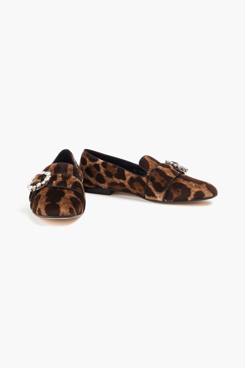 DOLCE&GABBANA Leopard-print embellished woven loafers
