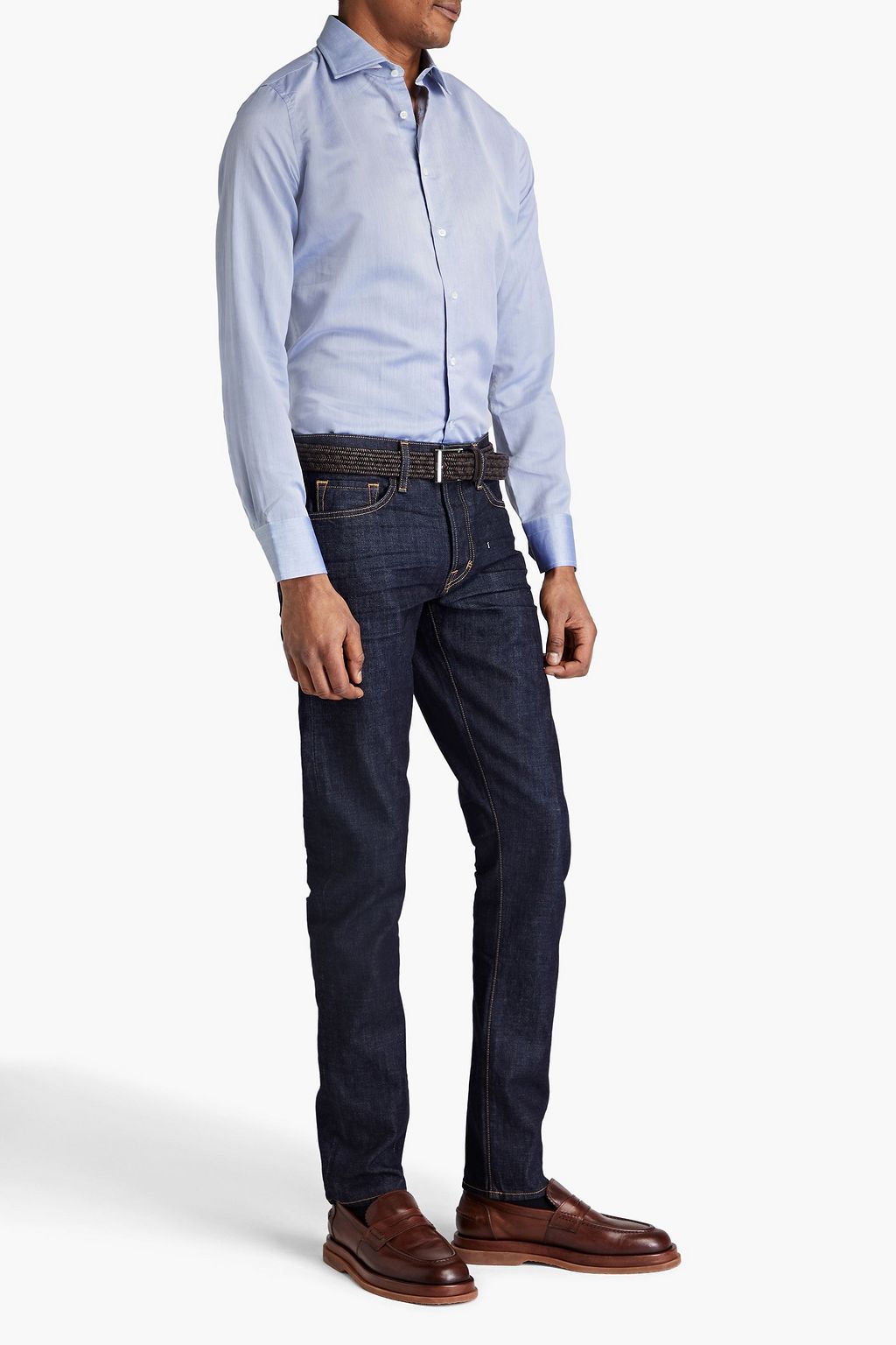 CANALI قميص من القطن ومزيج الكتّان