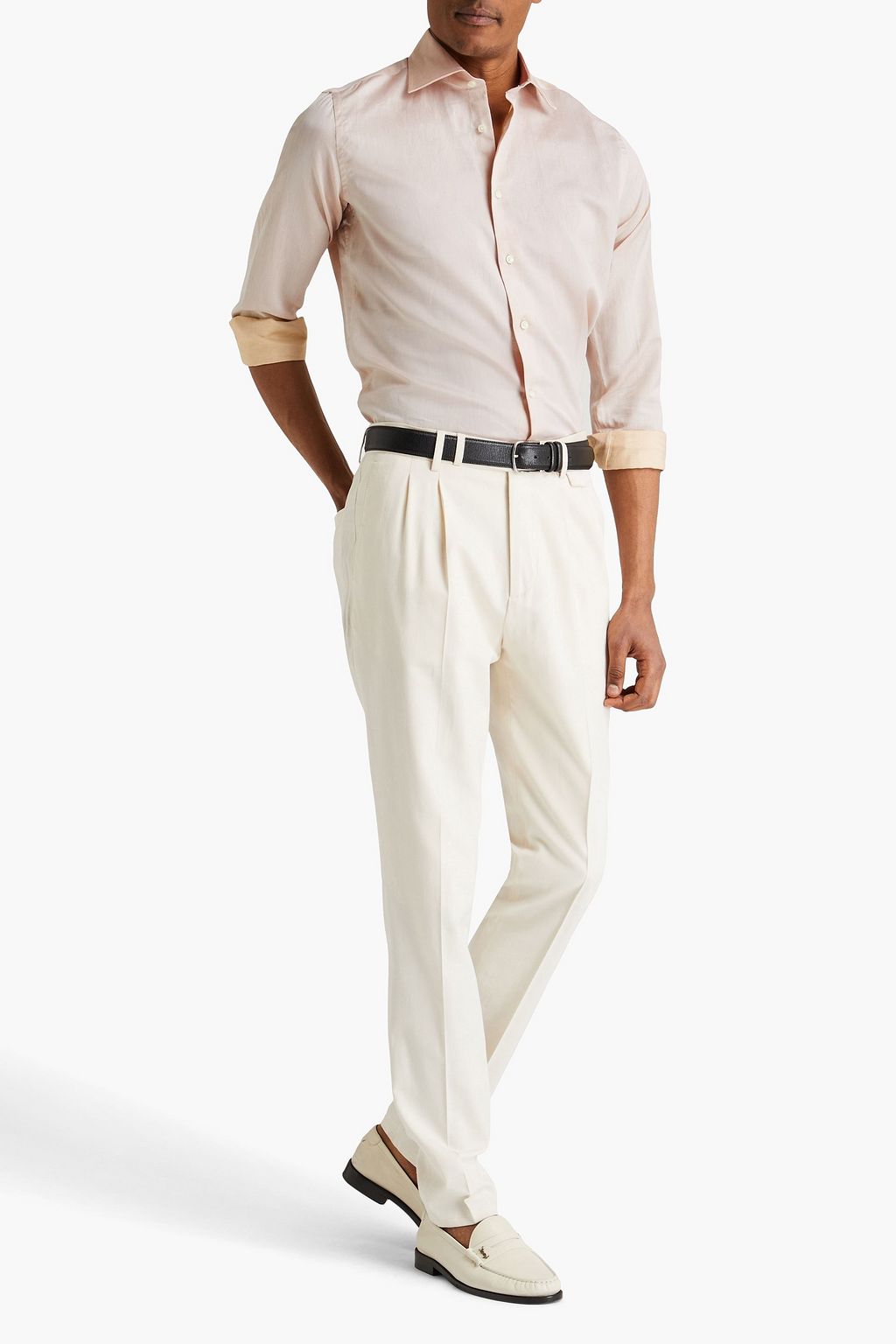CANALI قميص من القطن ومزيج الكتّان