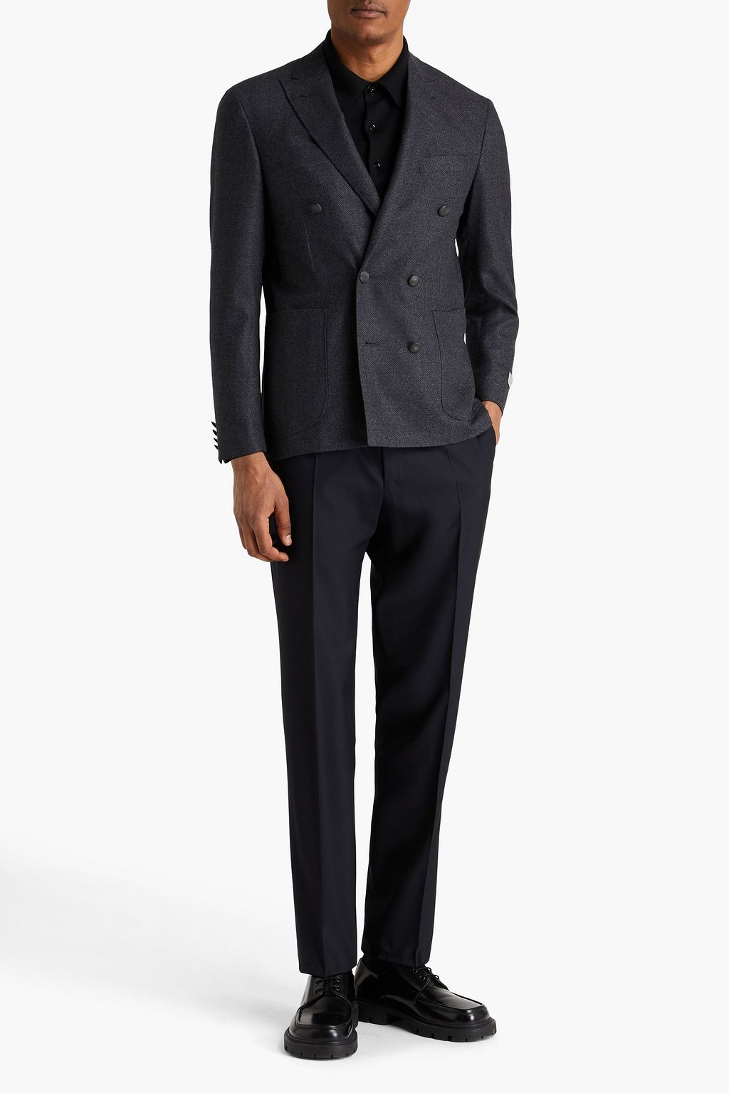 CANALI Double-breasted wool-blend blazer