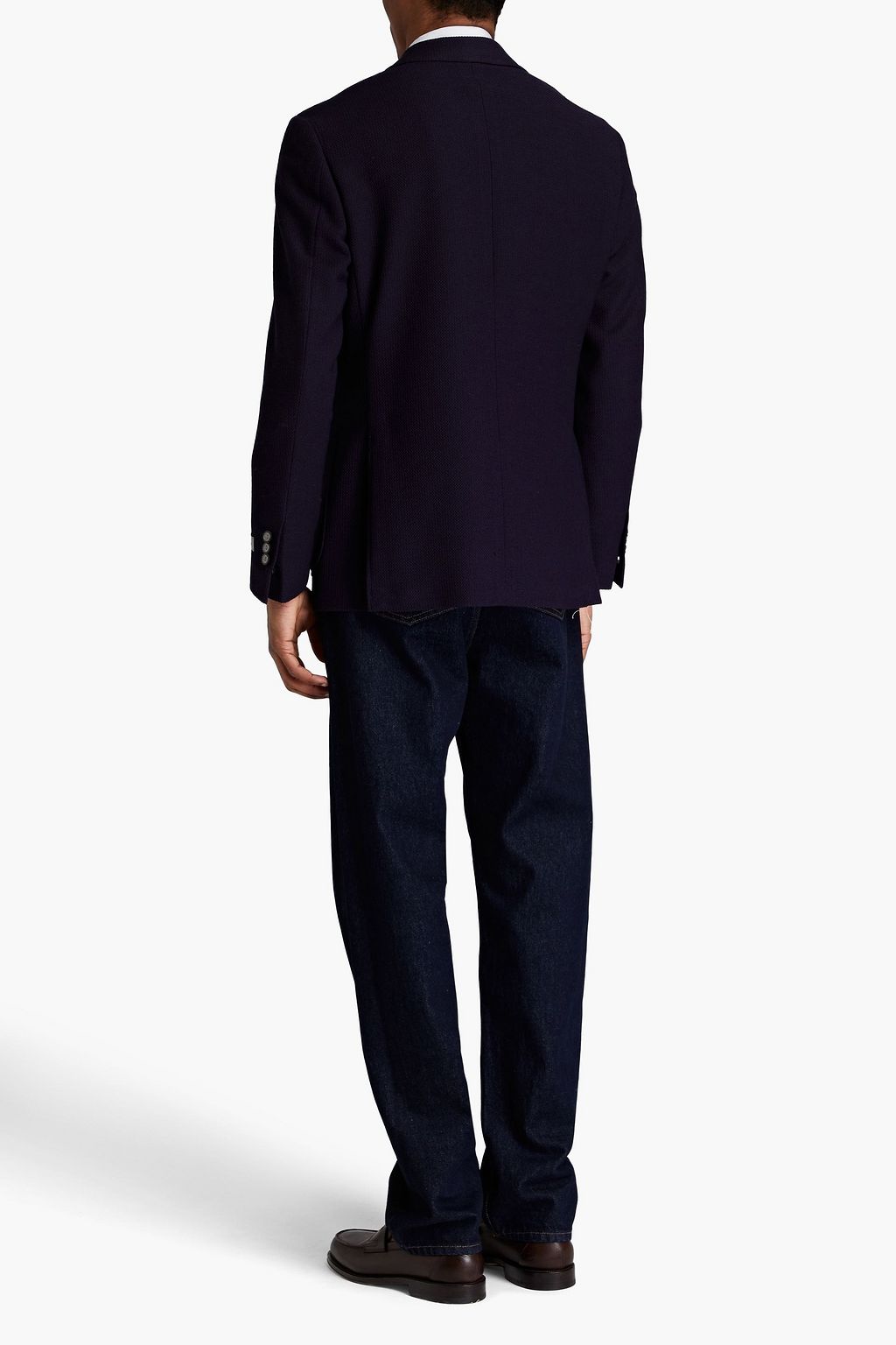 CANALI Double-breasted wool-piqué blazer