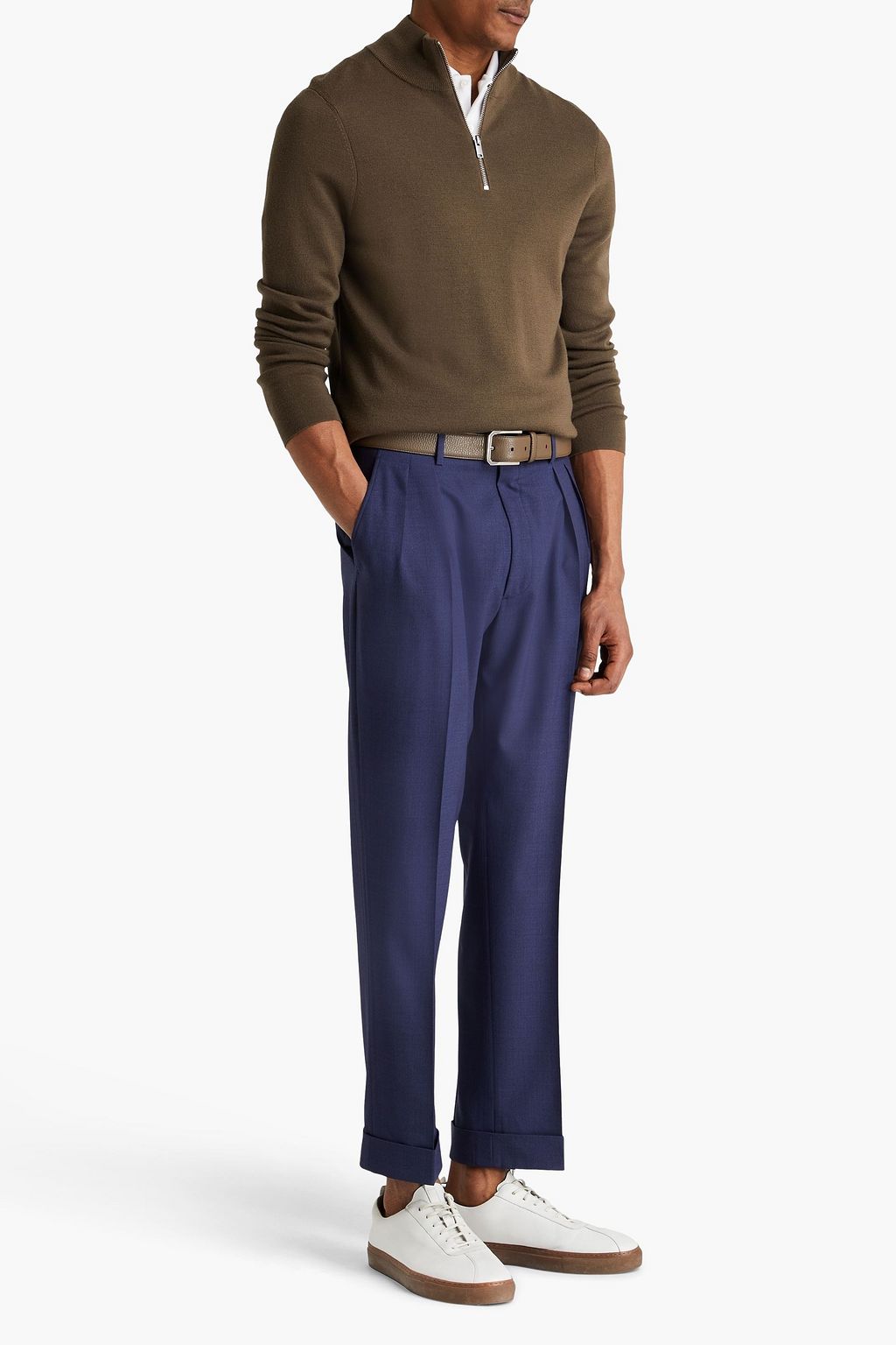 CANALI Tapered wool-twill pants