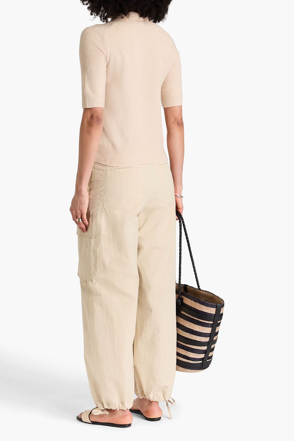 VINCE. Bouclé-knit silk-blend polo shirt