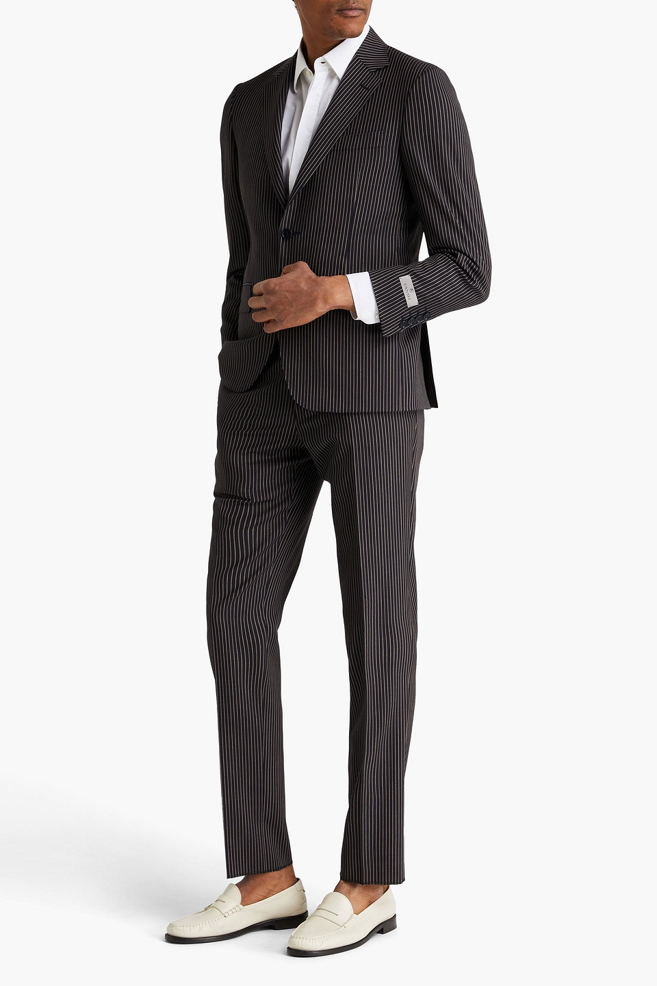  Canali - Pinstriped Wool Suit - Black - It 46 